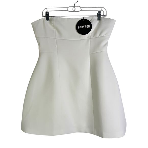NWT Babyboo Asha Mini Dress Ivory Strapless Bubble Bride Bridal Structured XL - Picture 2 of 14